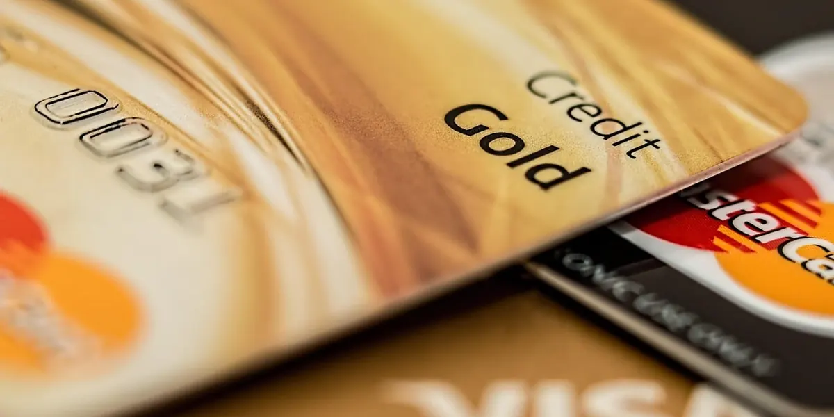 Close-up of a gold credit card