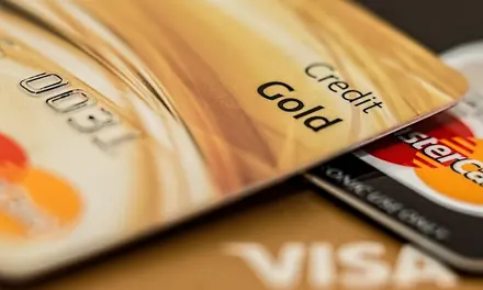 Close-up of a gold credit card